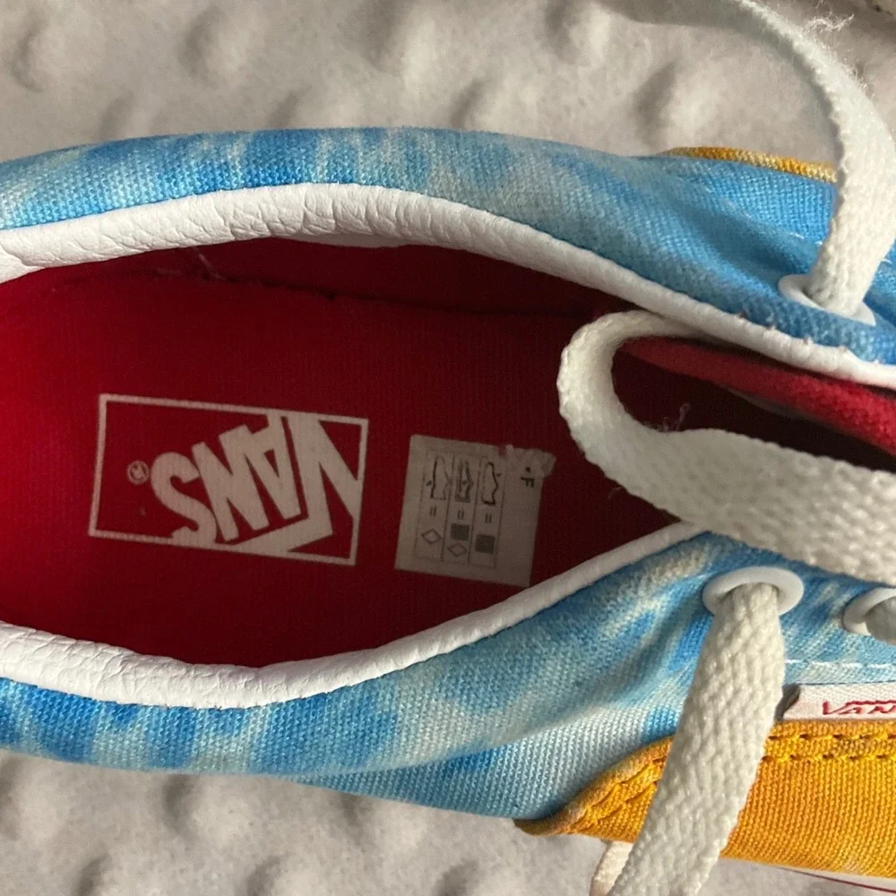 Vans Era Sneakers Kids 4.5 Blue Yellow Red Tie Dye Canvas Low Top Skate Shoes